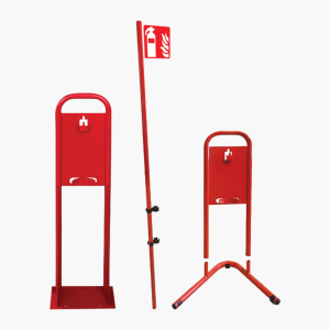 Supports extincteurs sur pied avec mât porte drapeau